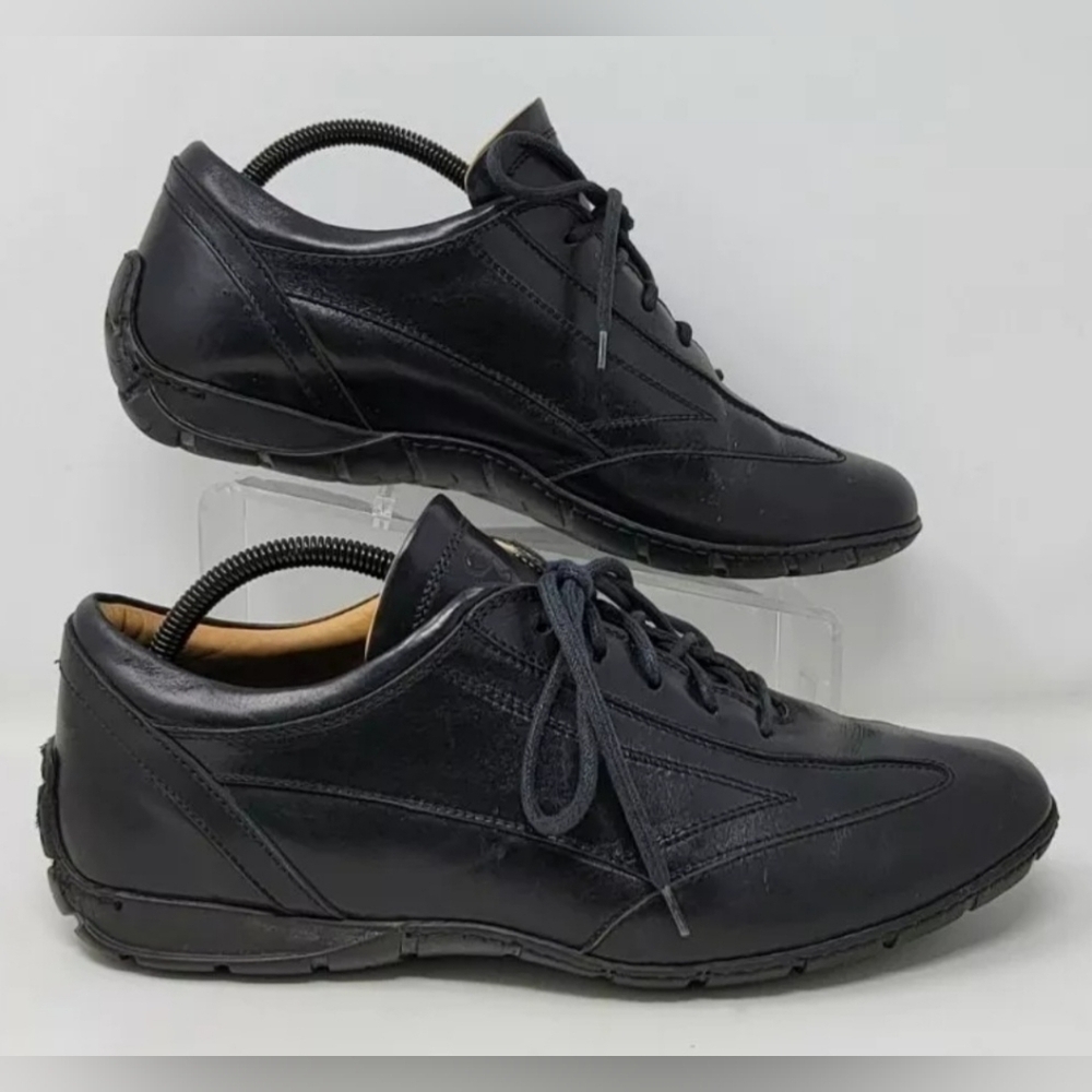 Simone Mariotti Black Leather Men's Oxfords Shoes Size EUR 44 US Size 10